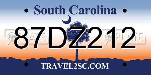 87DZ212 South Carolina License Plate