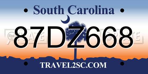 87DZ668 South Carolina License Plate