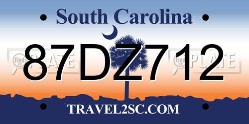 87DZ712 South Carolina License Plate