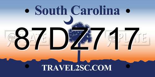 87DZ717 South Carolina License Plate