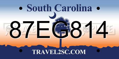 87EG814 South Carolina License Plate