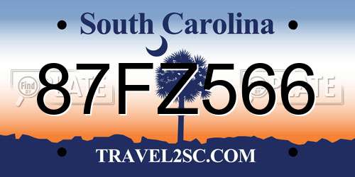 87FZ566 South Carolina License Plate