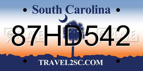 87HD542 South Carolina License Plate