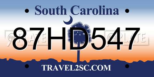 87HD547 South Carolina License Plate