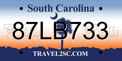 87LB733 South Carolina License Plate