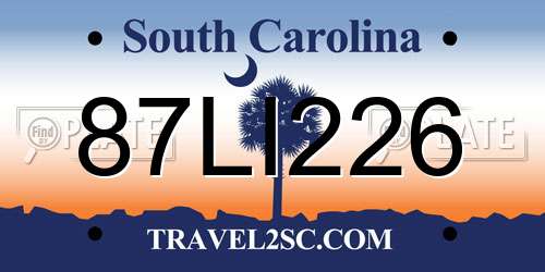 87LI226 South Carolina License Plate