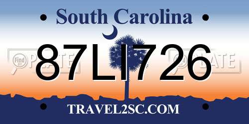 87LI726 South Carolina License Plate