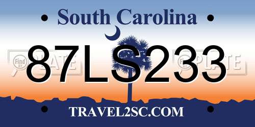 87LS233 South Carolina License Plate