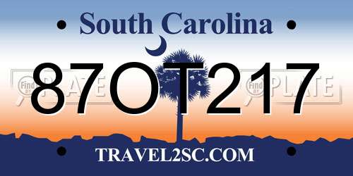 87OT217 South Carolina License Plate