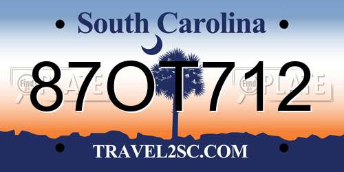 87OT712 South Carolina License Plate
