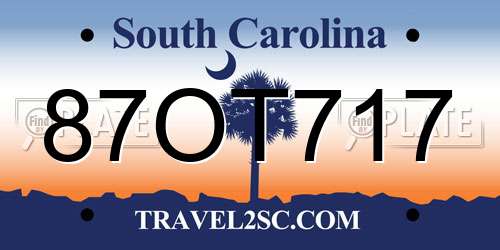 87OT717 South Carolina License Plate