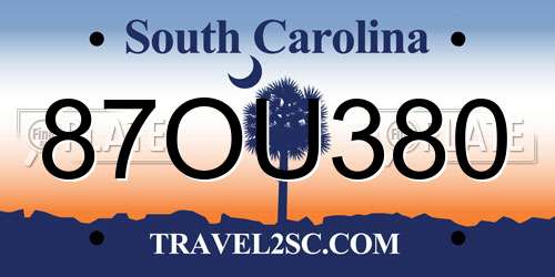 87OU380 South Carolina License Plate