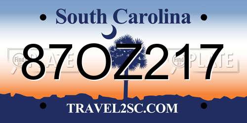 87OZ217 South Carolina License Plate