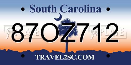 87OZ712 South Carolina License Plate