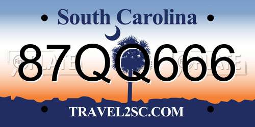87QQ666 South Carolina License Plate
