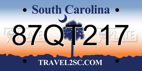 87QT217 South Carolina License Plate
