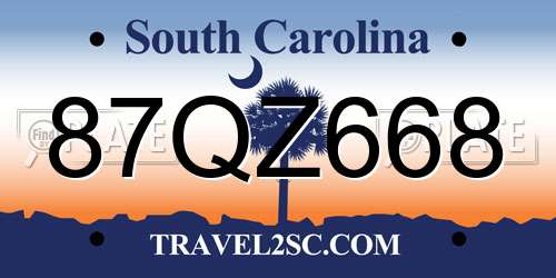 87QZ668 South Carolina License Plate