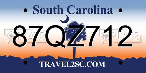 87QZ712 South Carolina License Plate