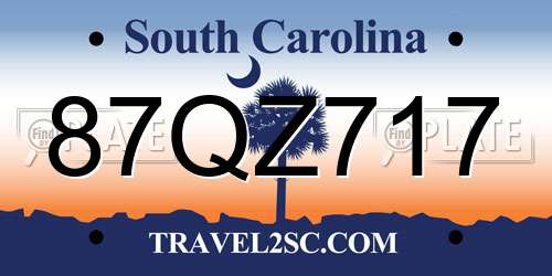 87QZ717 South Carolina License Plate