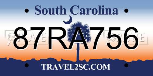 87RA756 South Carolina License Plate
