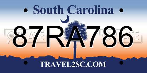 87RA786 South Carolina License Plate