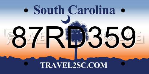 87RD359 South Carolina License Plate