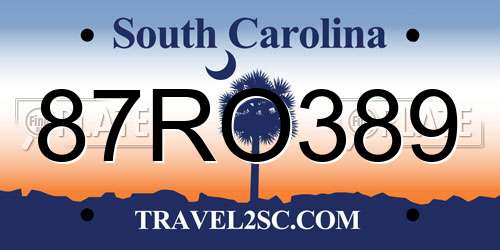 87RO389 South Carolina License Plate