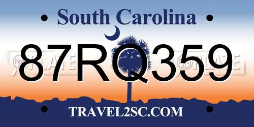 87RQ359 South Carolina License Plate