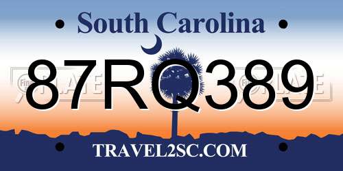 87RQ389 South Carolina License Plate