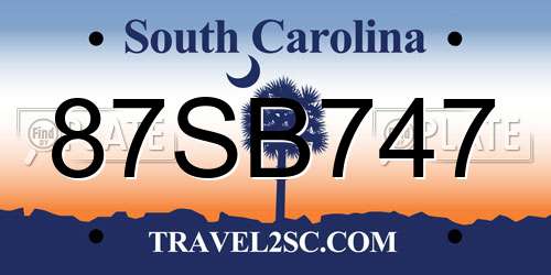87SB747 South Carolina License Plate