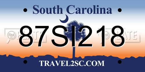 87SI218 South Carolina License Plate