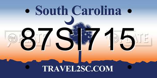 87SI715 South Carolina License Plate