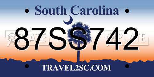 87SS742 South Carolina License Plate
