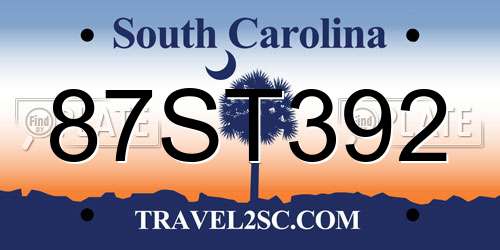 87ST392 South Carolina License Plate