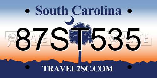 87ST535 South Carolina License Plate