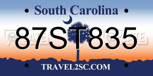 87ST835 South Carolina License Plate