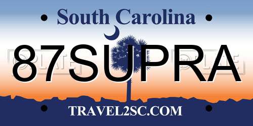 87SUPRA South Carolina License Plate