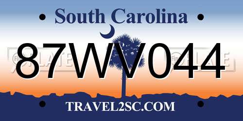 87WV044 South Carolina License Plate