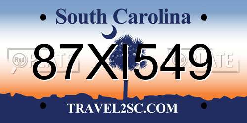 87XI549 South Carolina License Plate