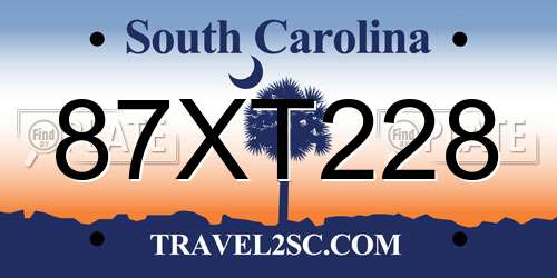 87XT228 South Carolina License Plate