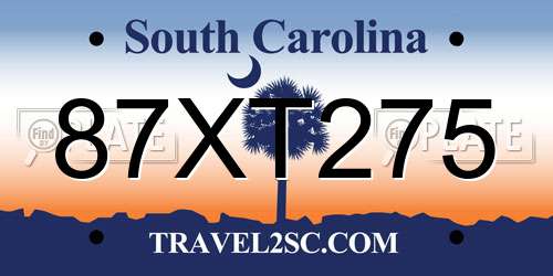 87XT275 South Carolina License Plate