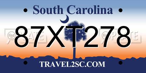87XT278 South Carolina License Plate