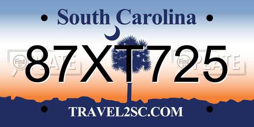 87XT725 South Carolina License Plate