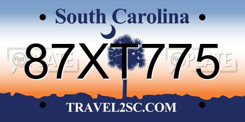 87XT775 South Carolina License Plate