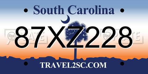 87XZ228 South Carolina License Plate