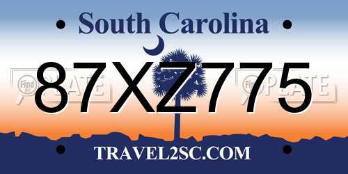 87XZ775 South Carolina License Plate