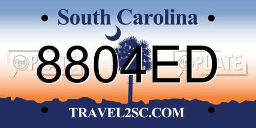 8804ED South Carolina License Plate
