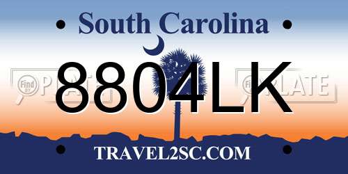 8804LK South Carolina License Plate