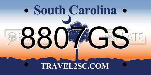 8807GS South Carolina License Plate
