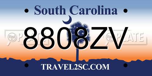 8808ZV South Carolina License Plate